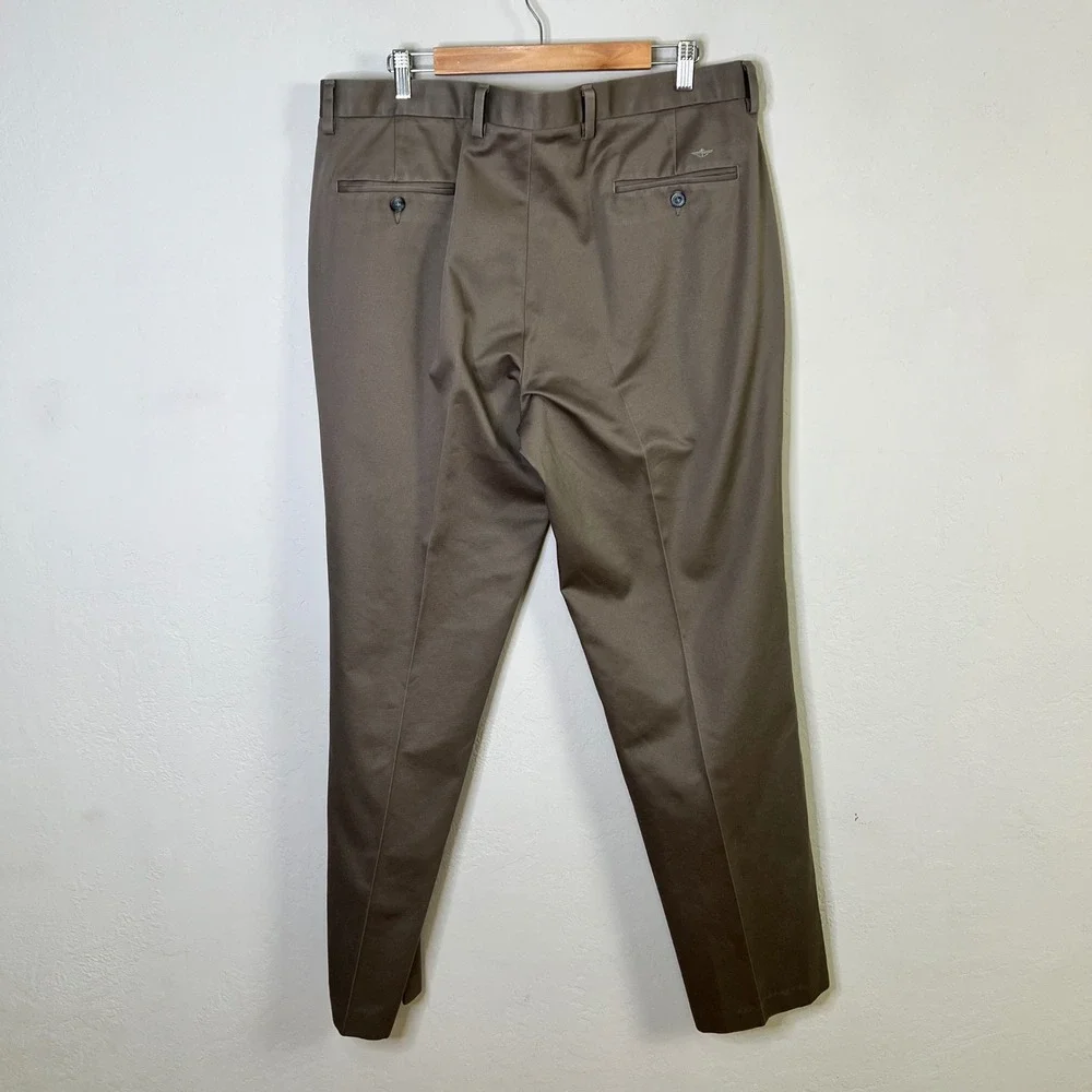 Dockers Chino Pants Flat Front Classic Fit Men Size 38x34 Navy Khaki Bundle (2)